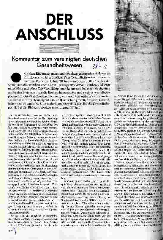 [doc_24084] Der Anschluß - Kommentar zum vereinigten deutschen Gesundheitswesen