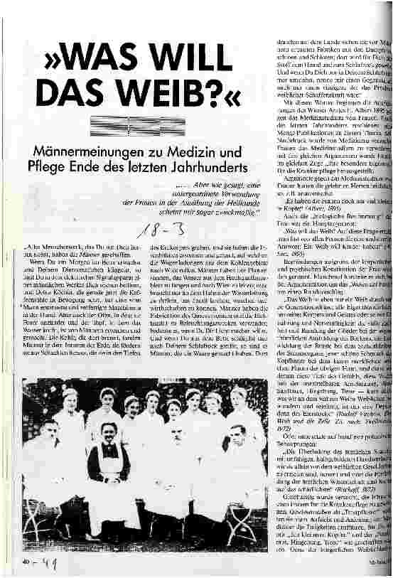 [doc_23796] Was will das Weib? - Männermeinungen zu Medizin und Pflege Ende des letzten Jahrhunderts