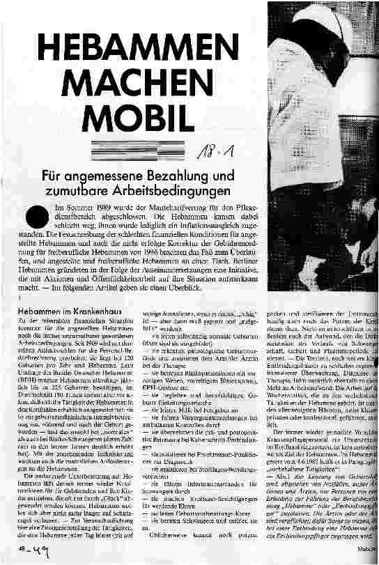[doc_23394] Hebammen machen mobil Für angemessene Bezahlung und zumutbare Arbeitsbedingungen