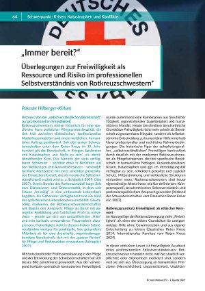 „Immer bereit? “ Überlegungen zur Freiwilligkeit als Ressource und Risiko im professionellen Selbstverständnis von Rotkreuzschwestern*