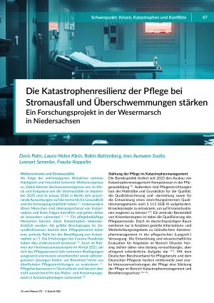 [doc_582231] Die Katastrophenresilienz der Pflege bei Stromausfall und Überschwemmungen stärken Ein Forschungsprojekt in der Wesermarsch in Niedersachsen