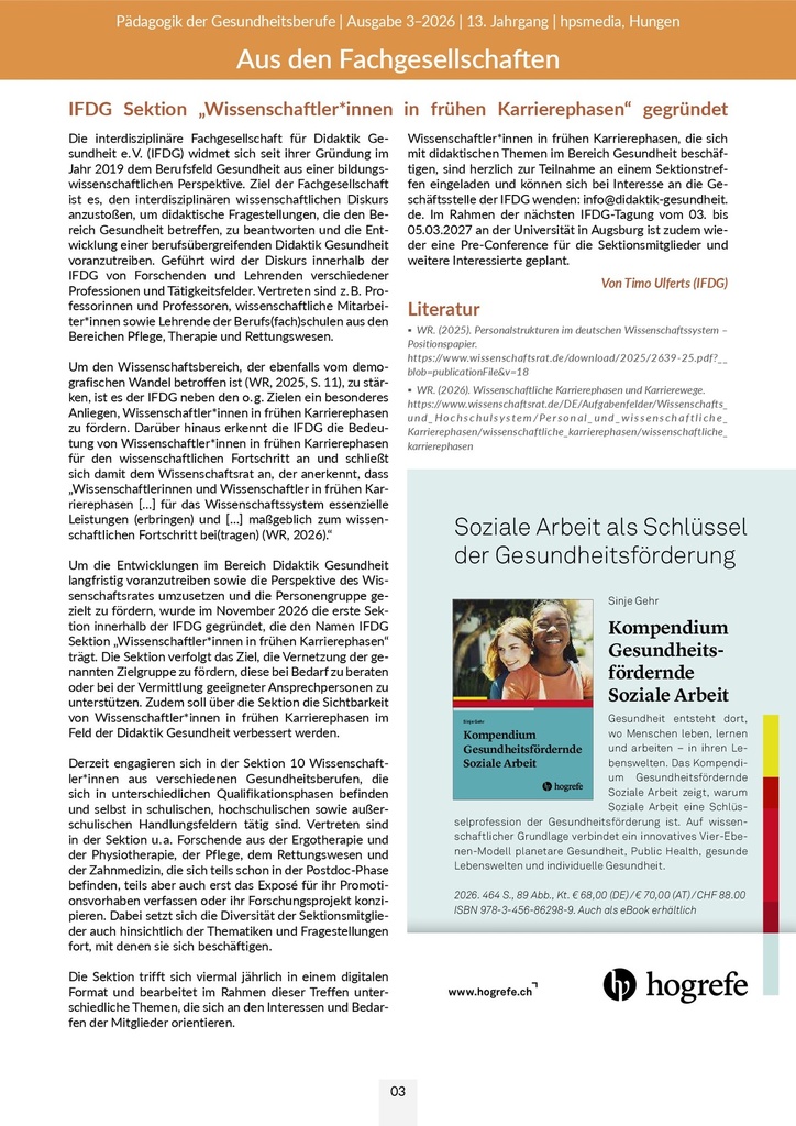 IFDG Sektion „Wissenschaftler*innen in frühen Karrierephasen“ gegründet