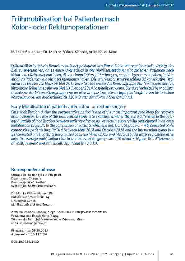 [doc_201569] Frühmobilisation bei Patienten nach Kolonoder Rektumoperationen