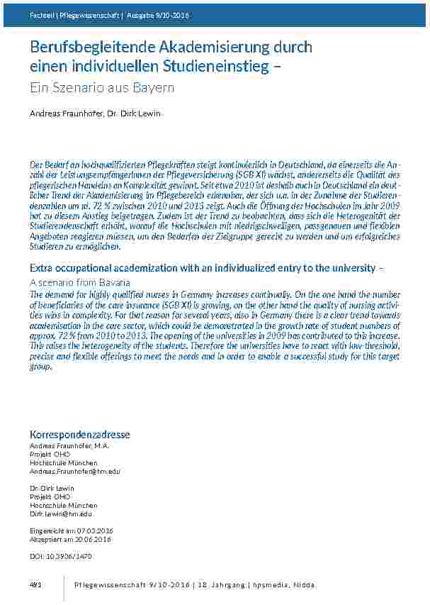 [doc_201541] Berufsbegleitende Akademisierung durch einen individuellen Studieneinstieg – Ein Szenario aus Bayern